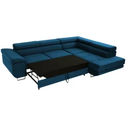 Divano letto angolare sinistra imbottito 274x203cm blu Bormio