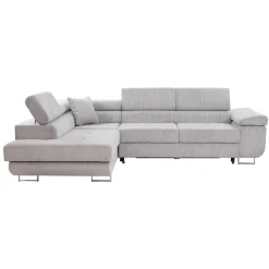 Divano letto angolare sinistra imbottito 274x203cm velluto a coste grigio Bormio