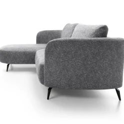 Divano letto angolare sinistra 3 posti 260x180cm tessuto bouclè grigio Repose