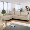 Divano letto angolare sinistra 3 posti 260x161cm tessuto beige Pluf