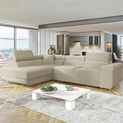 Divano letto angolare sinistra imbottito 274x203cm beige Bormio