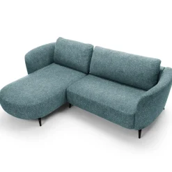 Divano letto angolare sinistra 3 posti 260x180cm tessuto bouclè azzurro Repose