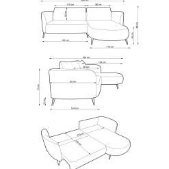 Divano letto angolare sinistra 3 posti 260x180cm tessuto bouclè antracite Repose
