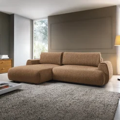 Divano letto angolare sinistra 3 posti 270x167cm tessuto arancio Cloudify