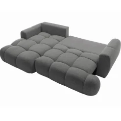 Divano letto con angolo a sinistra 4 posti 270x173cm con contenitore tessuto bouclé grigio scuro Litos