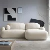 Divano letto con angolo a destra 4 posti 275x175cm con contenitore imbottito beige Aurum