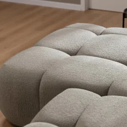 Divano letto con angolo a sinistra 4 posti 270x173cm con contenitore tessuto bouclé grigio tortora Litos