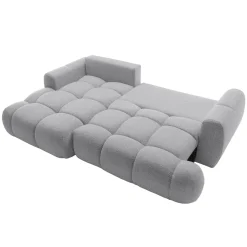 Divano letto con angolo a sinistra 4 posti 270x173cm con contenitore tessuto bouclé grigio chiaro Litos