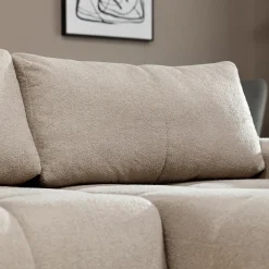 Divano letto con angolo a destra 4 posti 270x173cm con contenitore tessuto bouclé beige Litos