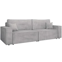 Divano letto matrimoniale 3 posti 245x90cm velluto a coste grigio Ploffy