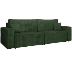 Divano letto matrimoniale 3 posti 245x90cm velluto a coste verde Ploffy