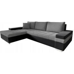 Divano letto matrimoniale angolare 3 posti 274cm grigio nero Apollina