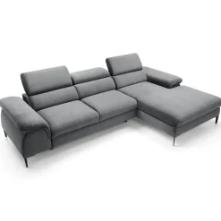 Divano letto regolabile angolare destra 4 posti 288x182cm tessuto grigio chiaro Loungey