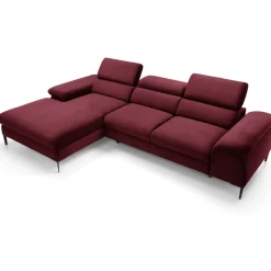 Divano letto regolabile angolare sinistra 4 posti 288x182cm tessuto rosso bordeaux Loungey
