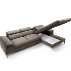 Divano letto regolabile angolare destra 4 posti 288x182cm tessuto beige Loungey