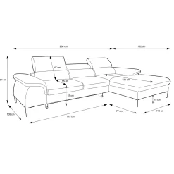 Divano letto regolabile angolare sinistra 4 posti 288x182cm tessuto blu Loungey
