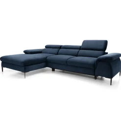 Divano letto regolabile angolare sinistra 4 posti 288x182cm tessuto blu Loungey
