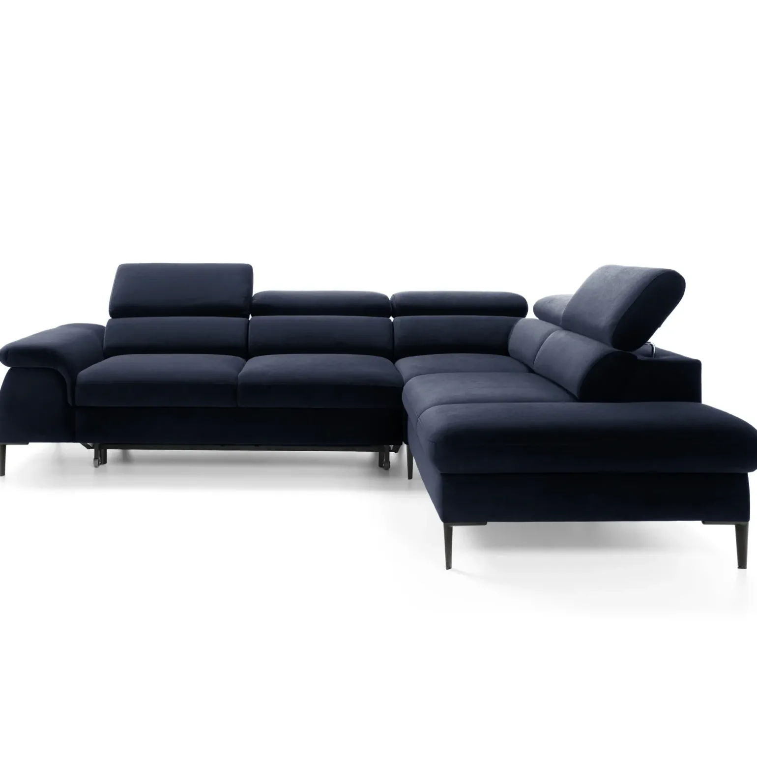 Divano letto regolabile angolare destra 5 posti 280x214cm tessuto blu Snuggity