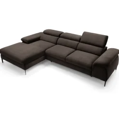 Divano letto regolabile angolare sinistra 4 posti 288x182cm tessuto marrone Loungey