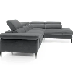 Divano letto regolabile angolare destra 5 posti 280x214cm tessuto grigio Snuggity