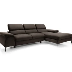 Divano letto regolabile angolare destra 4 posti 288x182cm tessuto marrone Loungey