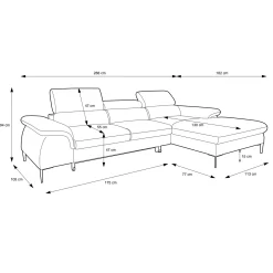 Divano letto regolabile angolare destra 4 posti 288x182cm tessuto marrone Loungey
