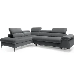 Divano letto regolabile angolare sinistra 5 posti 280x214cm tessuto grigio Snuggity