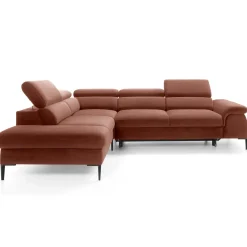 Divano letto regolabile angolare sinistra 5 posti 280x214cm tessuto arancio corallo Snuggity