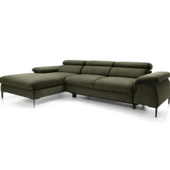 Divano letto regolabile angolare sinistra 4 posti 288x182cm tessuto verde oliva Loungey