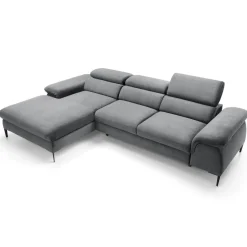 Divano letto regolabile angolare sinistra 4 posti 288x182cm tessuto grigio chiaro Loungey