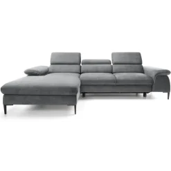 Divano letto regolabile angolare sinistra 4 posti 288x182cm tessuto grigio chiaro Loungey