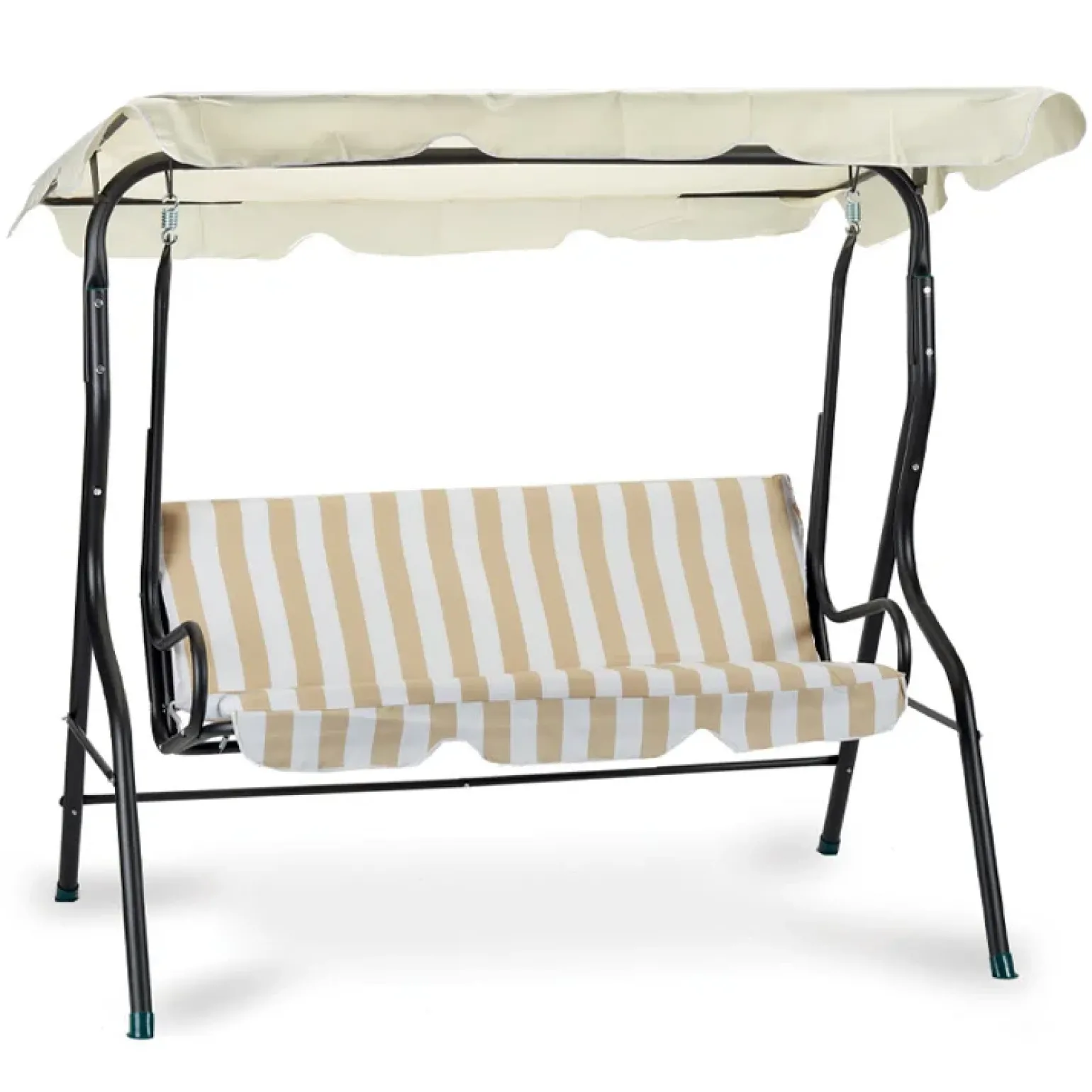 Dondolo da giardino 170x156cm antracite rigato bianco beige Giorgia