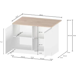 Isola cucina centrale 125x90cm bianco piano rovere Gourmet
