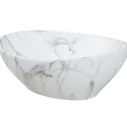 Lavabo bagno da appoggio 41x33cm ceramica bianco effetto marmo Marmy