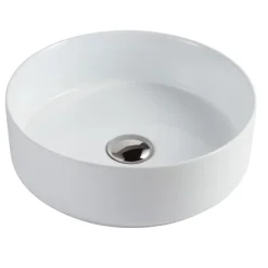 Lavabo bagno da appoggio rotondo Ø36cm in ceramica bianco lucido Linkuva