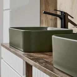 Lavabo bagno da appoggio 61x38cm ceramica verde Roundy