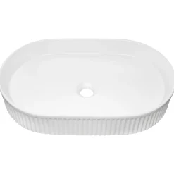 Lavabo bagno da appoggio 48x33cm ceramica bianco cannettato Griffy