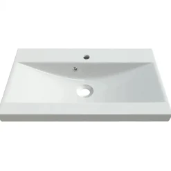 Lavabo bagno da incasso 60x35cm conglomerato bianco Bolla