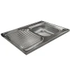 Lavello da appoggio 80x60 cm 1 vasca a destra acciaio inox con gocciolatoio Kendra