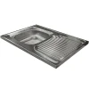 Lavello da appoggio 80x60 cm 1 vasca a sinistra acciaio inox con gocciolatoio Kendra