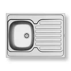 Lavello da appoggio 80x60cm cucina reversibile 1 vasca con gocciolatoio acciaio inox Yogy