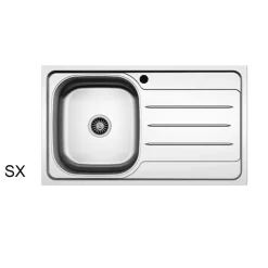 Lavello da incasso 79x50cm 1 vasca sinistra acciaio inox con gocciolatoio Asilcrome
