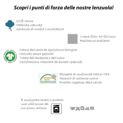 Lenzuolo oversize con angoli in cotone bio 180x200cm bianco Rolla