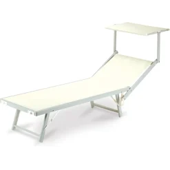 Lettino da giardino 59x186cm in textilene beige Malaga
