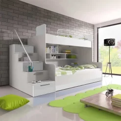 Letto a castello per bambini 254x120cm bianco Enrico Gihome®