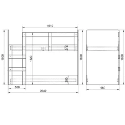 Letto a castello 205x96cm con cassettiera e mensola rovere Lorenzo Gihome®
