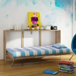 Letto a scomparsa orizzontale 90x200cm singolo rovere rosa Alvin Gihome®