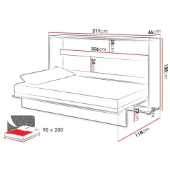 Letto a scomparsa orizzontale 90x200 cm singolo bianco Camelio