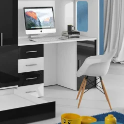 Letto a soppalco con armadio 324x180cm bianco nero 2  letti Diego Gihome®