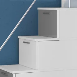 Letto a soppalco con armadio 324x180cm bianco grigio 2 letti Diego Gihome®